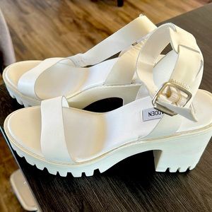 Brand new white Steve madden sandals